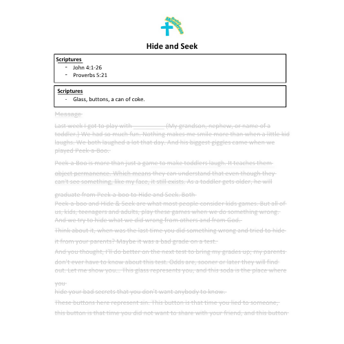 Children's Sermon - Hide and Seek (John 4:1-26)