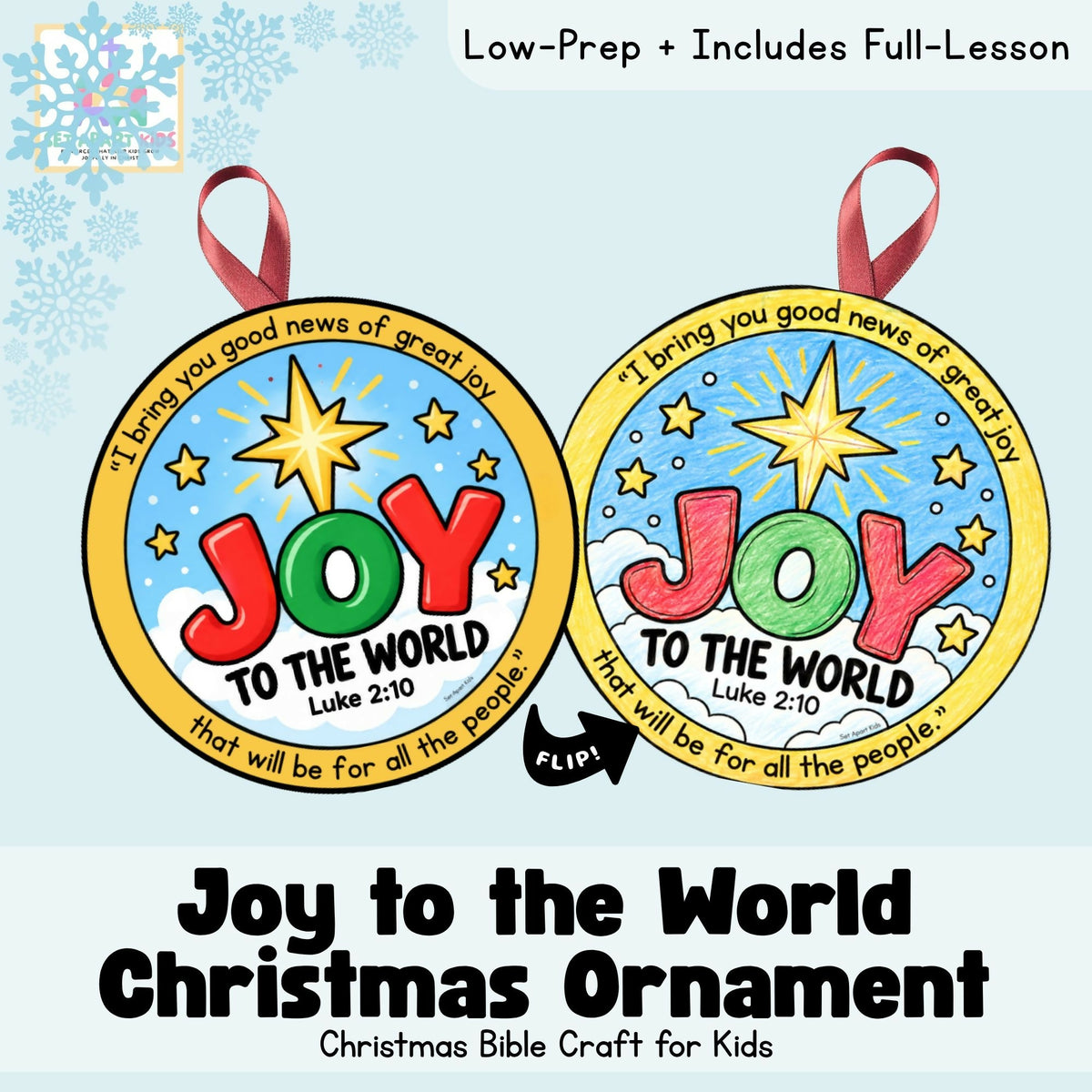 Joy to the World Christmas Bible Craft | Luke 2:10 Ornament for Kids
