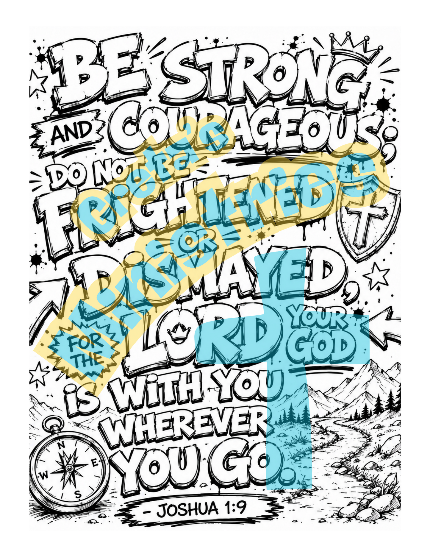 Teen Bible Verse Coloring Pages & Posters Bundle | Strength & Courage