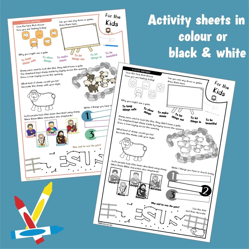 A Good Shepherd (John 10) – Worksheet and Colouring Page