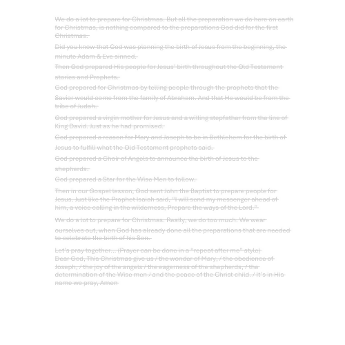 Children & Youth Sermon -"Preparing for Christmas" (Matthew 3:1-11/Luke 3:1-19)