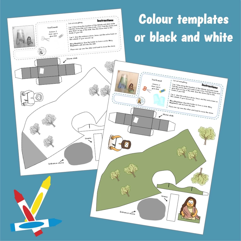 Mary Magdalene (John 20) Kidmin lesson with crafts and colouring