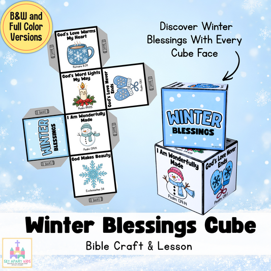 Winter Bible Craft for Kids | Winter Blessings Cube & Sunday School Lesson