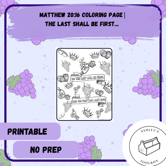 Matthew 20:16 Coloring Page – “The Last Will Be First”