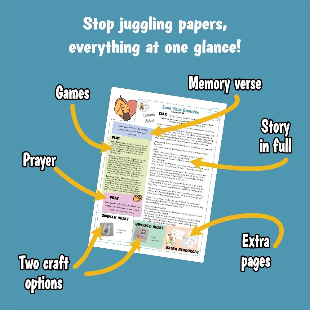 Love Your Enemies (Luke 6) - Kidmin lesson with Crafts and colouring