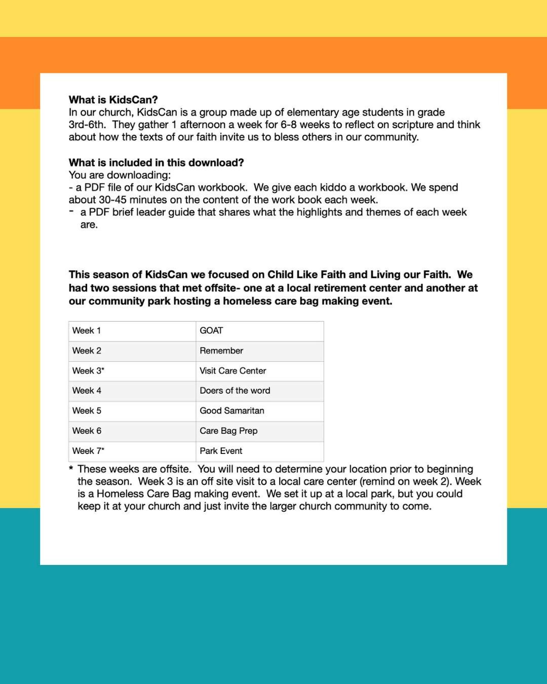 KidsCan- lessons on Childlike Faith and Being Doers of the Word