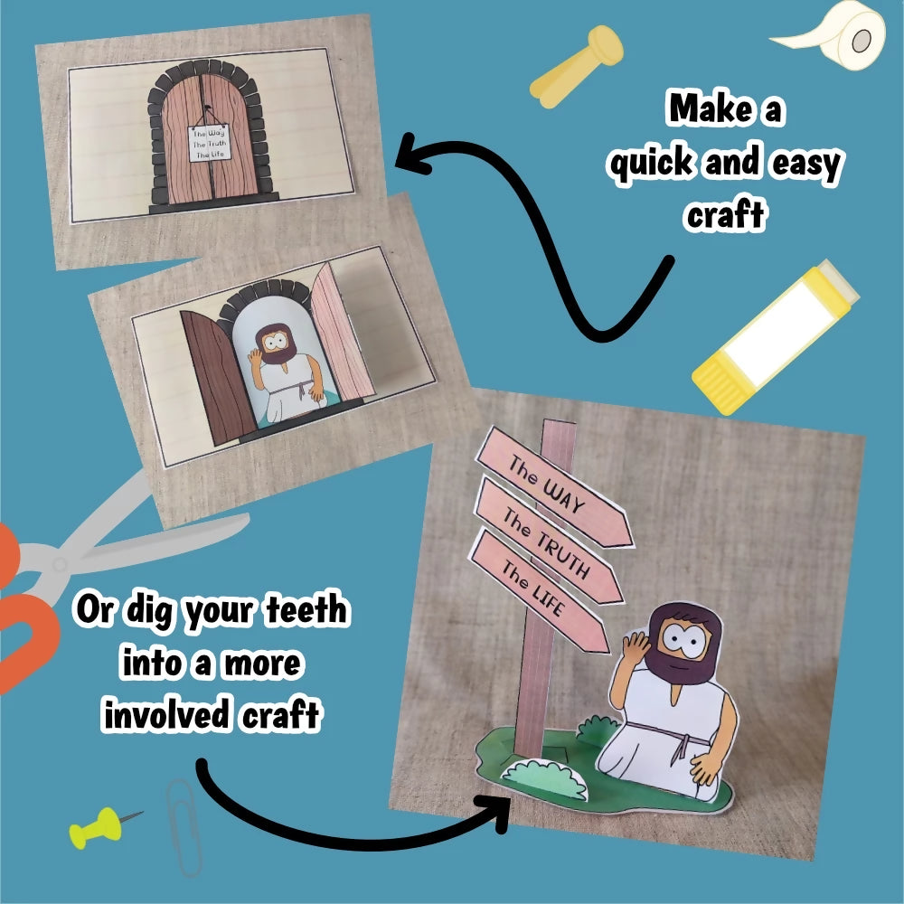 The Way, Truth and Life (John 24) Kidmin lesson with crafts and colouring