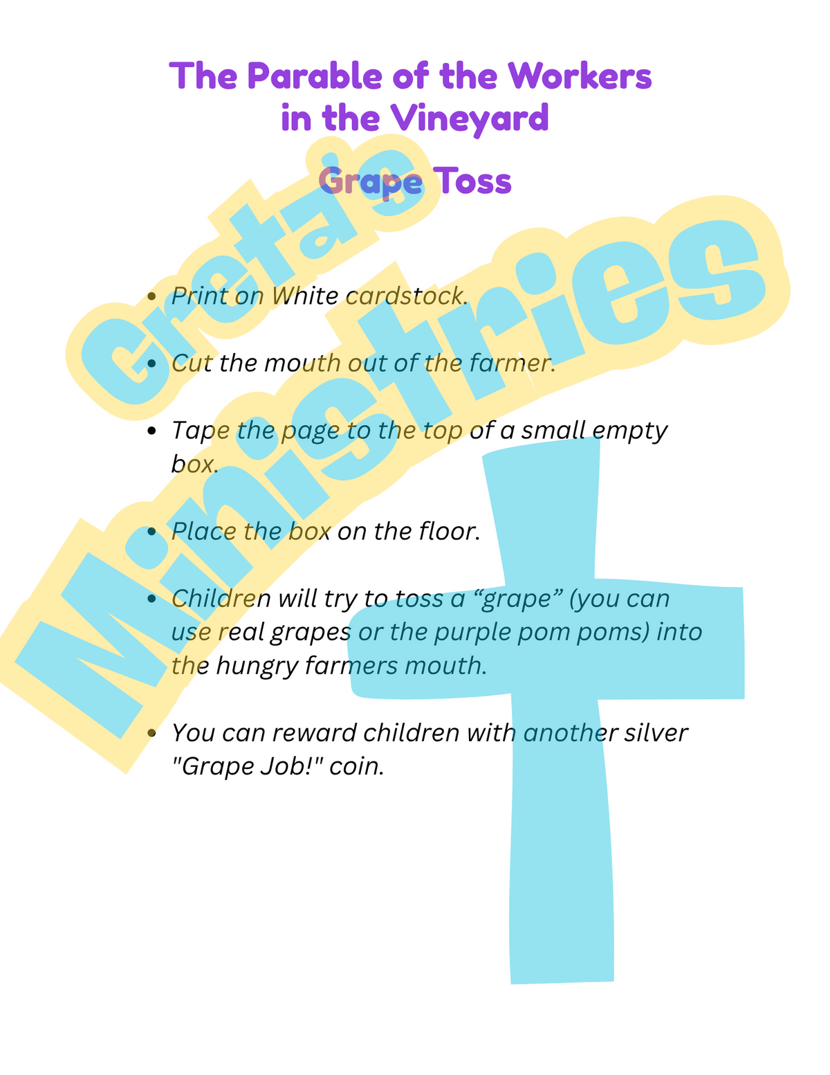 Parable The Workers in the Vineyard | Sunday School Lesson Plan | Crafts & Games