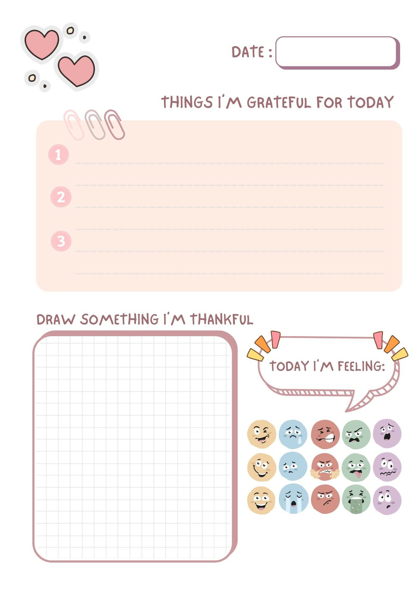 Gratitude Note Writing Sheet