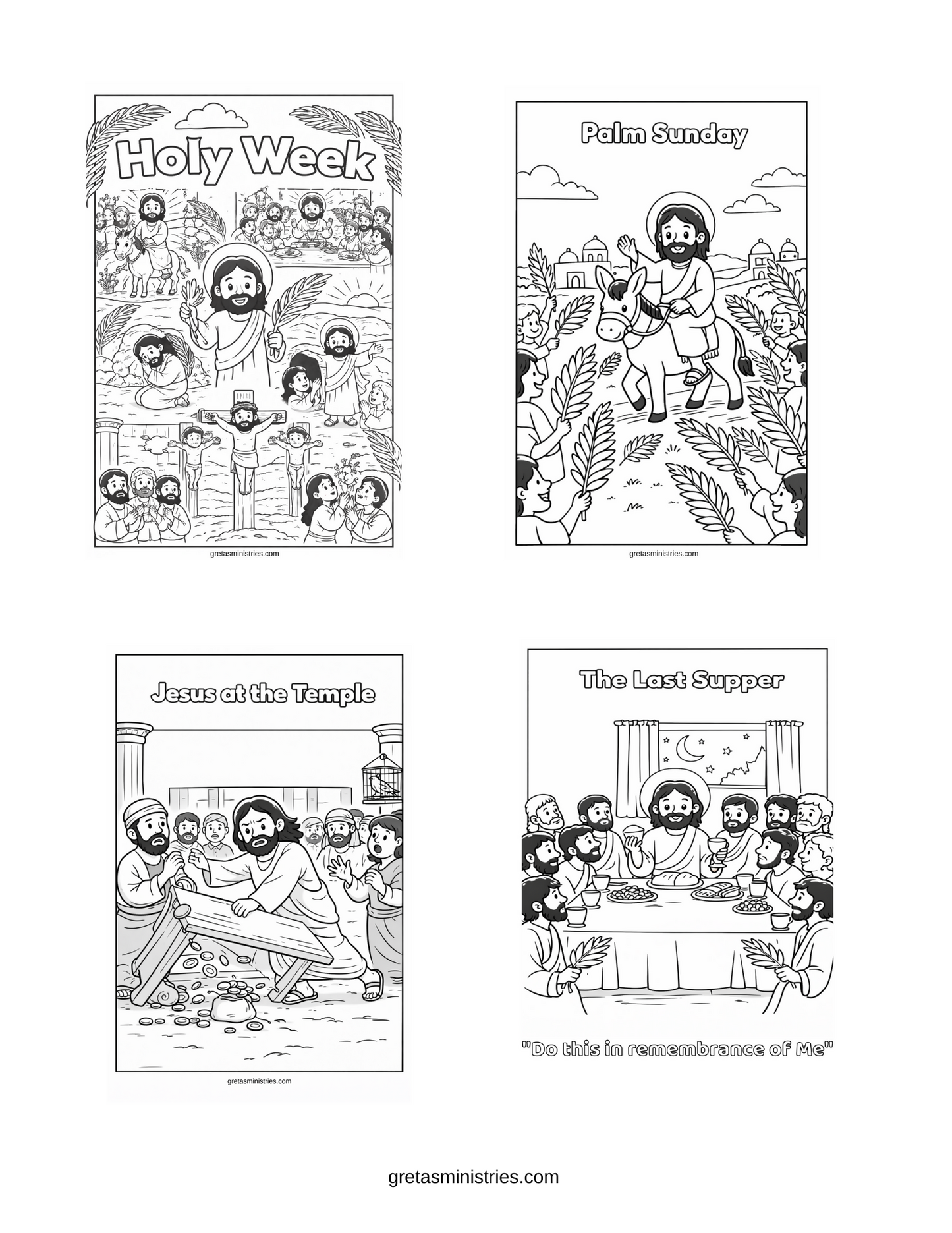 Holy Week Coloring Pages (total of 8)