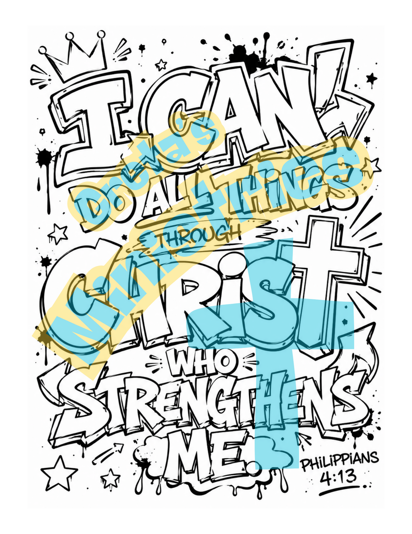 Teen Bible Verse Coloring Pages & Posters Bundle | Strength & Courage