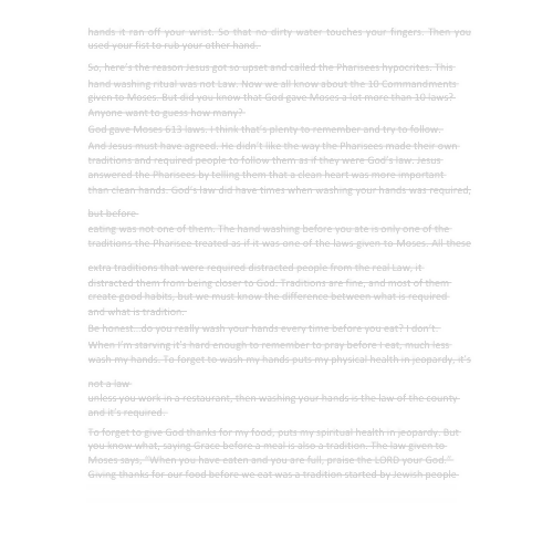 Sermon/Lesson - A Clean Heart or Clean Hands? Matthew 15:1-20 or Mark 7:1-23