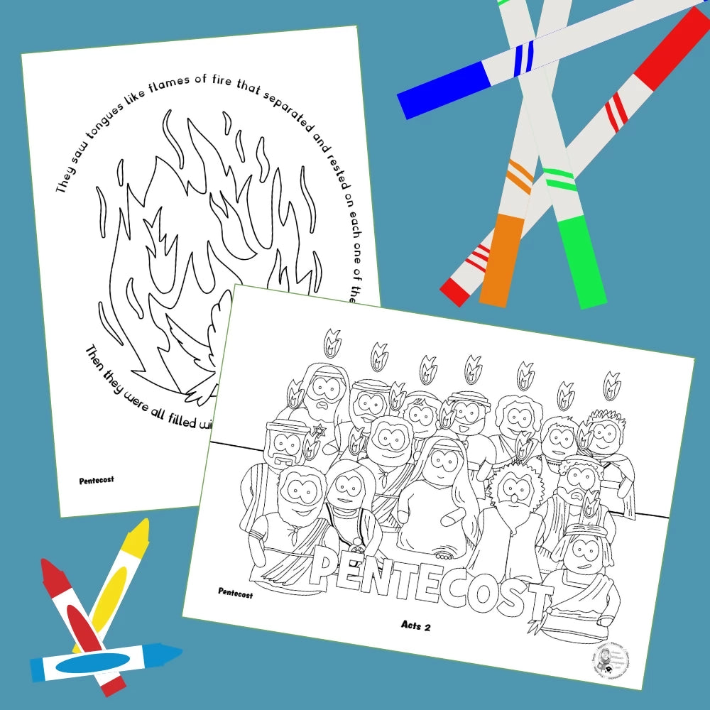 Pentecost (Acts 2) - Kidmin lesson with Crafts and Colouring