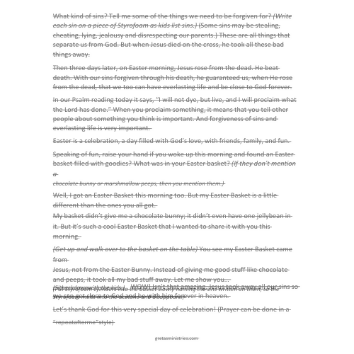 The Magic Easter Basket (Psalm 118:17) Children's Easter Sermon/Lesson and Activity Book