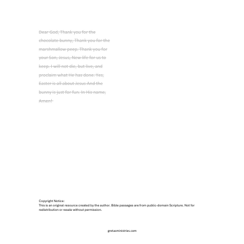 The Magic Easter Basket (Psalm 118:17) Children's Easter Sermon/Lesson and Activity Book