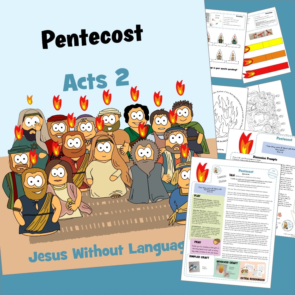 Pentecost (Acts 2) - Kidmin lesson with Crafts and Colouring