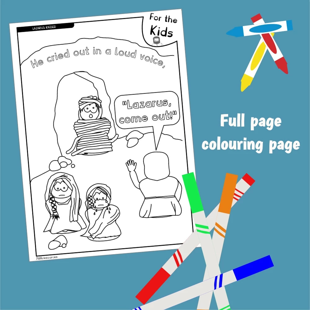 Lazarus Raised (John 11) Worksheet and Colouring