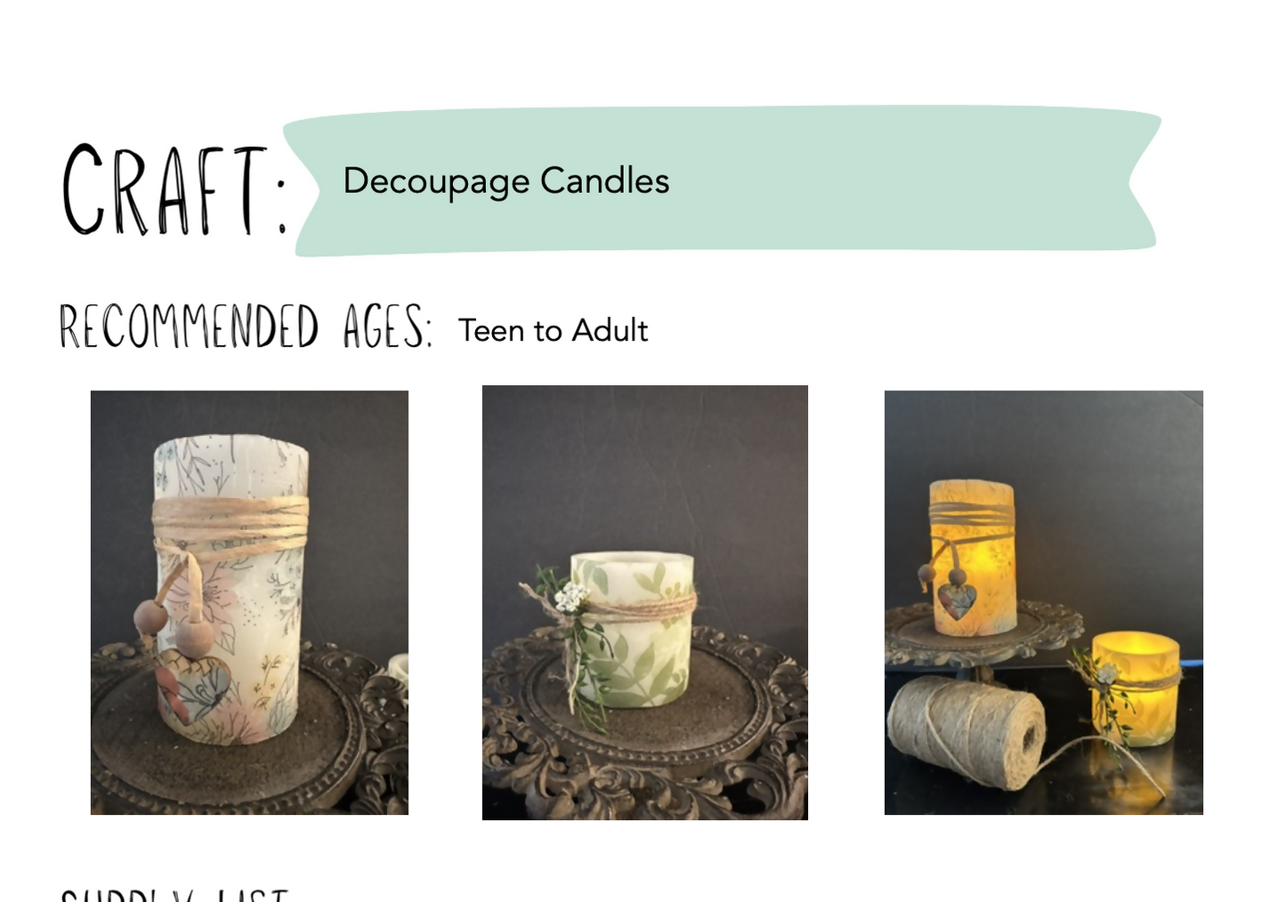Decoupage Candles — Ladies Craft Class How to Guide