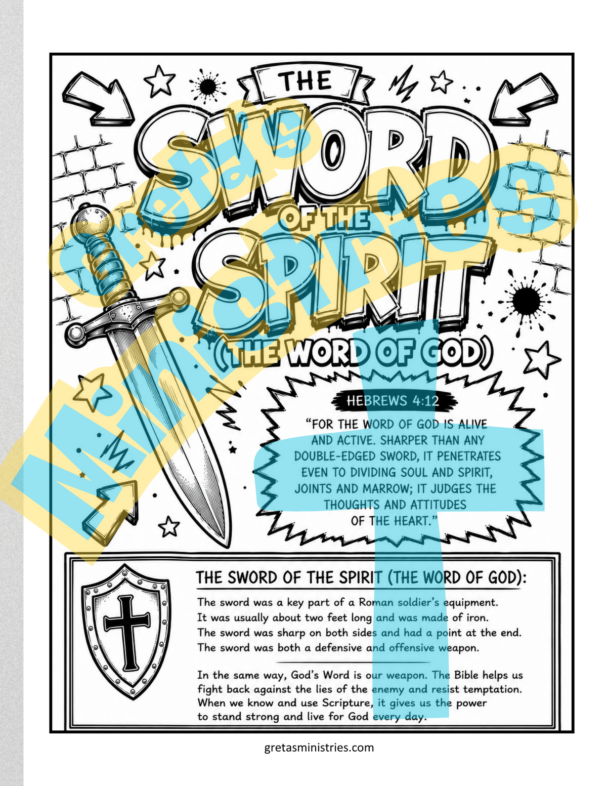 Armor of God Coloring Pages for Teens | Ephesians 6:10-17 Bible Study | 7 Pages
