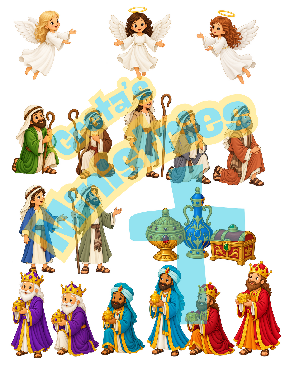 Nativity Clip Art | The Birth of Jesus | 57 High-Resolution 300 DPI PNG Images