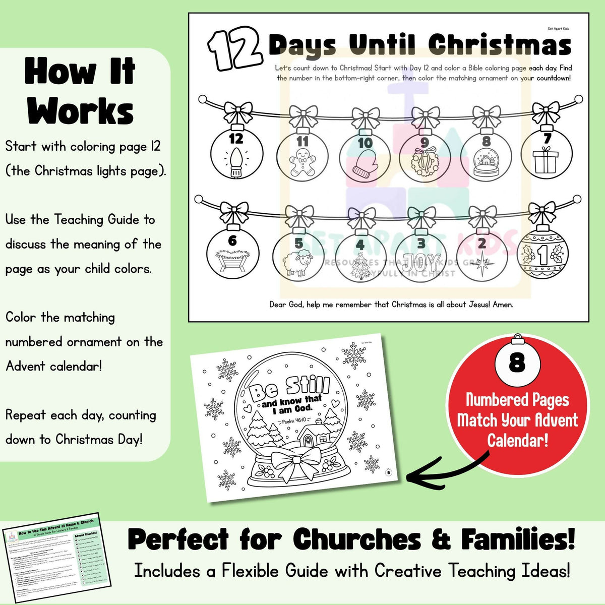 Christmas Advent Activities for Kids | 12 Day Christian Countdown & Bible Coloring Pages Copy