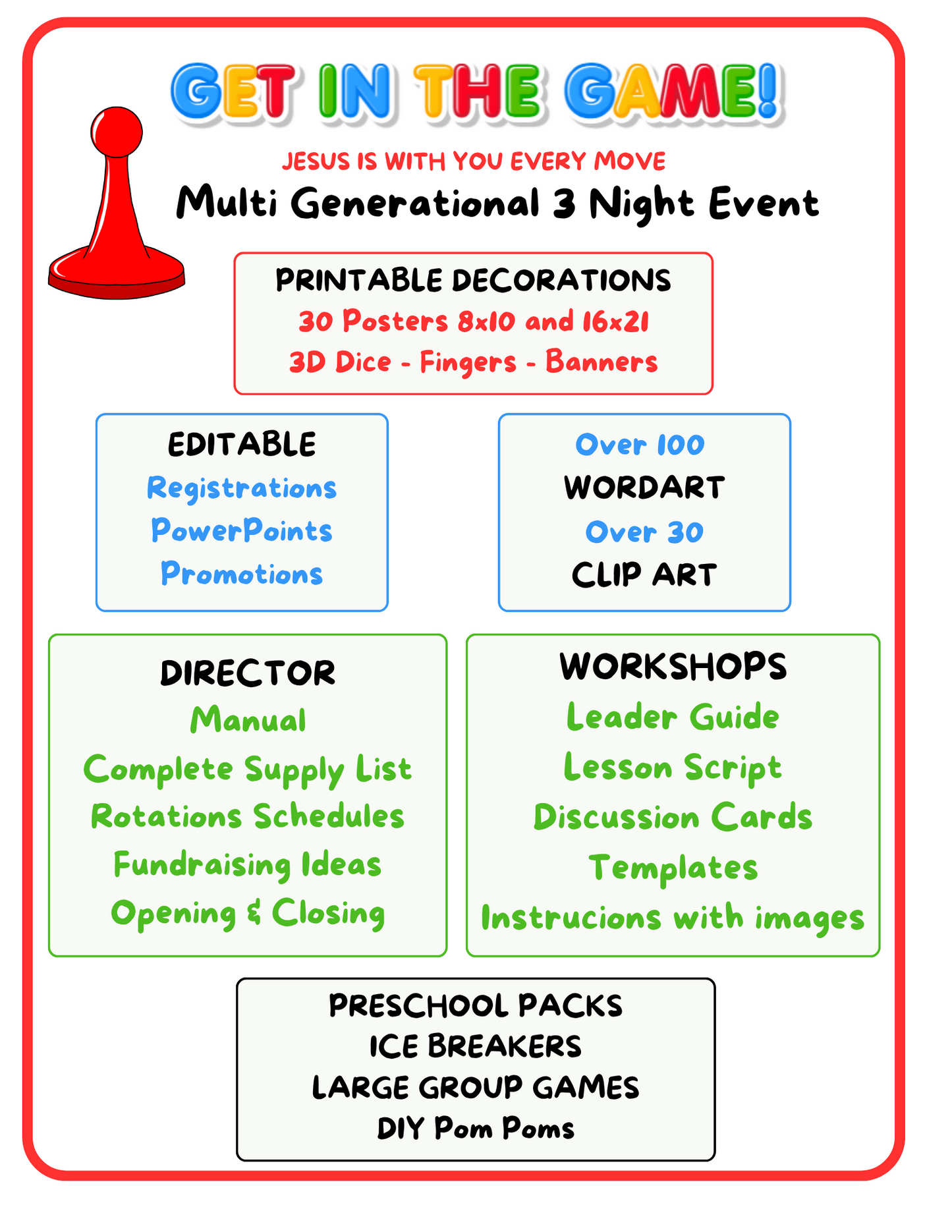 Get in the Game! Multi-Generational | Complete 3-Night Church Event Program | VBS Alternative