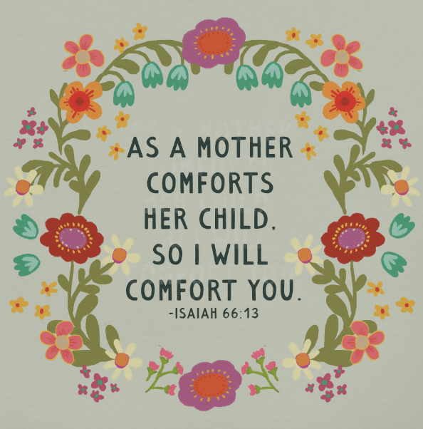 "As a Mother Comforts" — Isaiah 66:13 Floral Quote Graphic