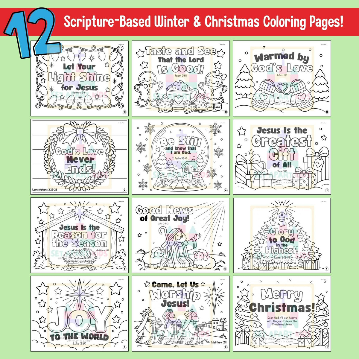 Christmas Advent Activities for Kids | 12 Day Christian Countdown & Bible Coloring Pages Copy