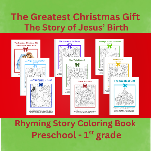 The Greatest Christmas Gift – The Story of Jesus’ Birth | Rhyming Coloring Book