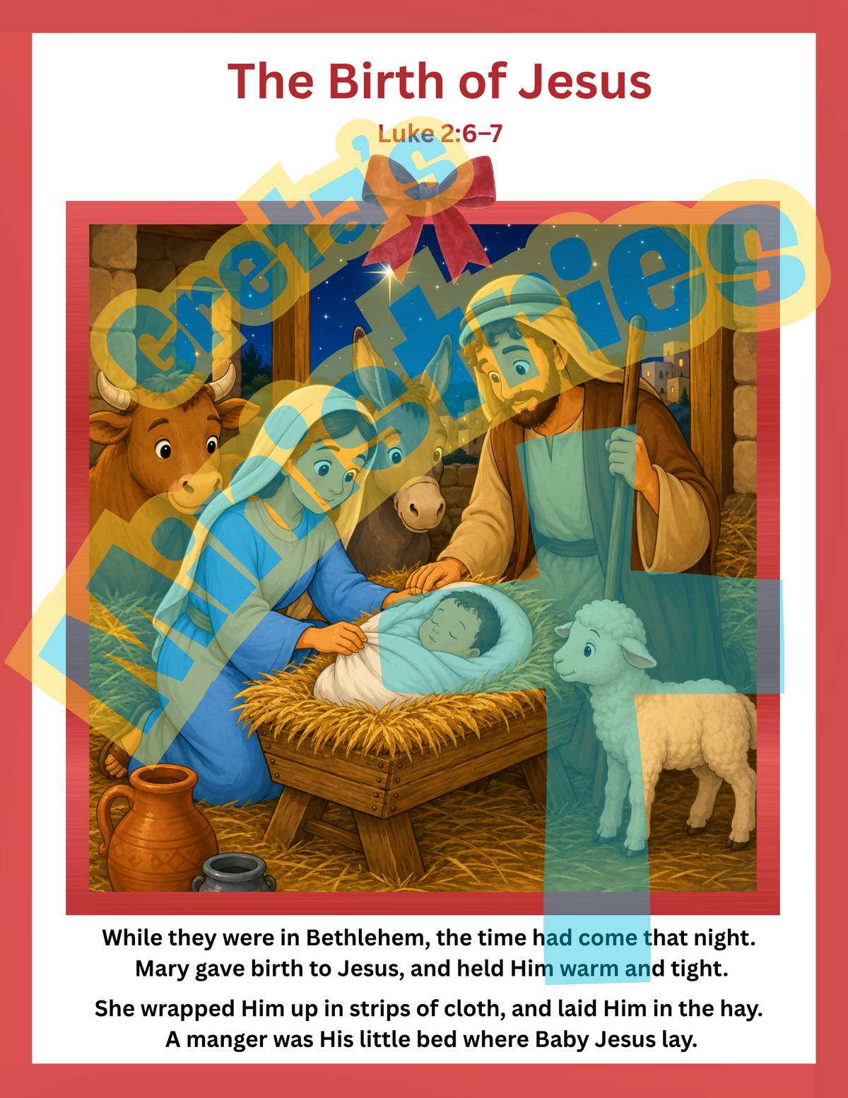 The Greatest Christmas Gift | Birth of Jesus Rhyming Story Posters | PreK–1st gr