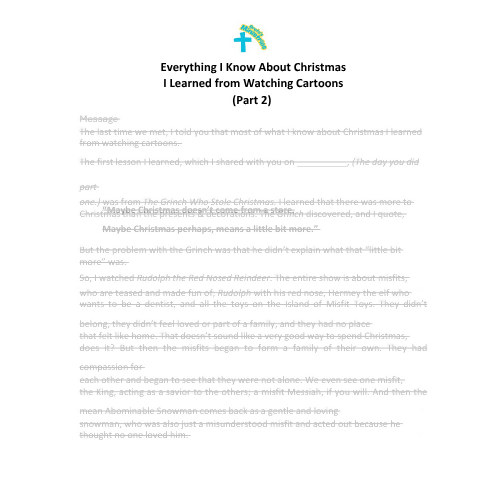 Two Part Children and Youth Sermon Series - Everything I Know About Christmas I Learned from Watching Cartoons