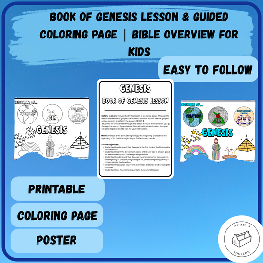 Book of Genesis Lesson & Guided Coloring Page | Bible Overview for Kids