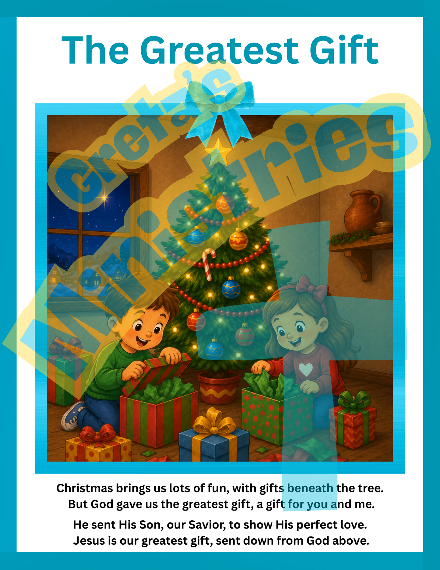 The Greatest Christmas Gift | Birth of Jesus Rhyming Story Posters | PreK–1st gr