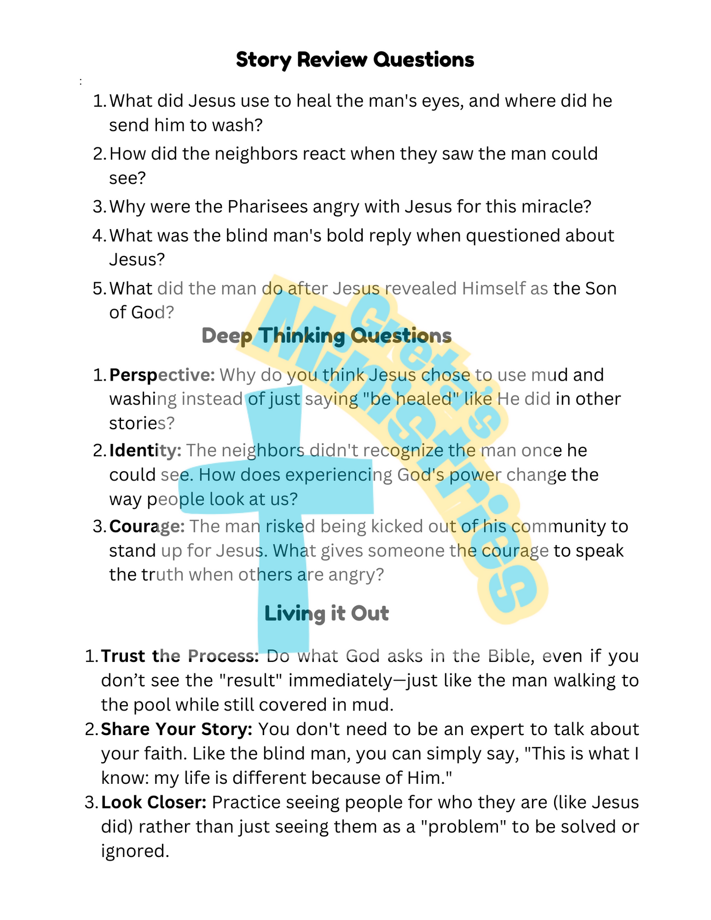 Jesus Heals A Man Born Blind Bible Story Coloring Book / Lesson (2nd-5th Grade)