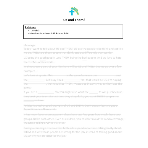 Children's Sermon - Us and Them! (Jonah 3)