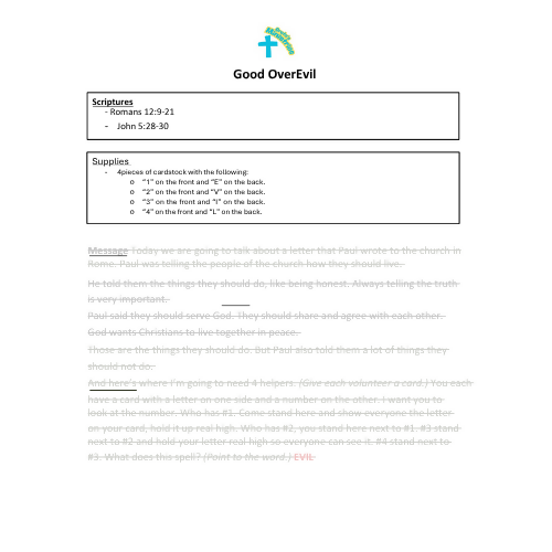 Christian Children and Youth Sermon - Good Over Evil (Romans 12:9-21)