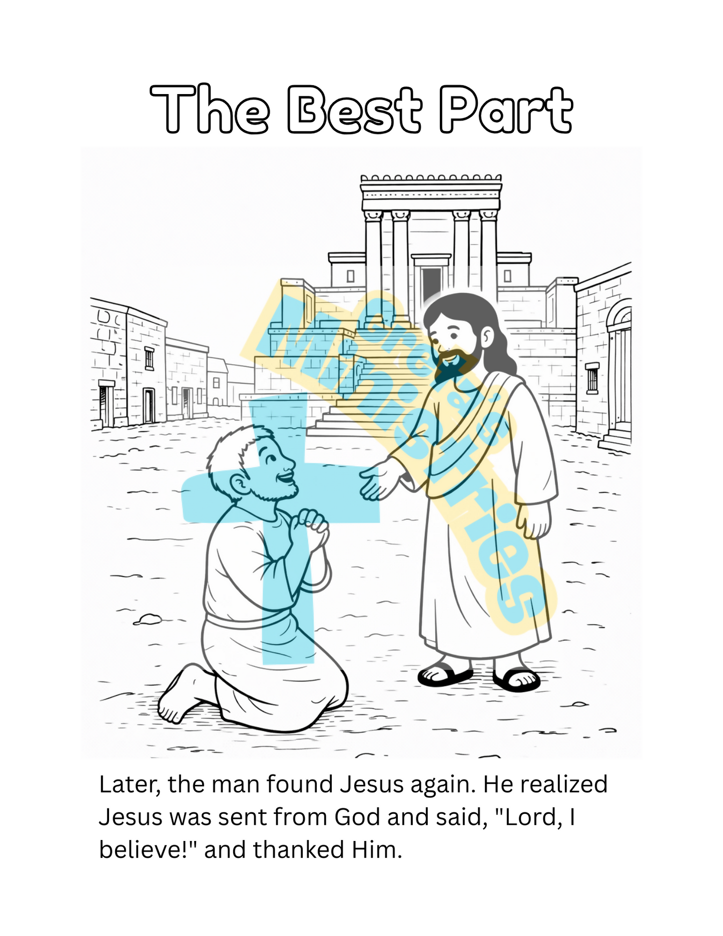 Jesus Heals A Man Born Blind Bible Story Coloring Book Preschool - 1st Lesson