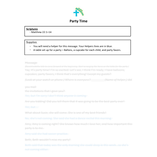 Children's Sermon - Party Time - (Matthew 22:1–14)