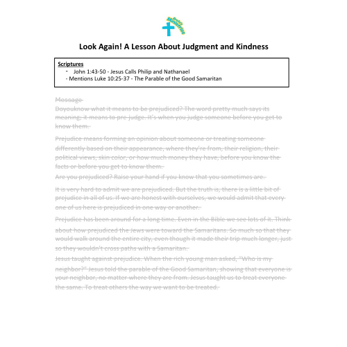 Children & Youth Sermon - Look Again! A Lesson About Judgment and Kindness (John 1:43-50)