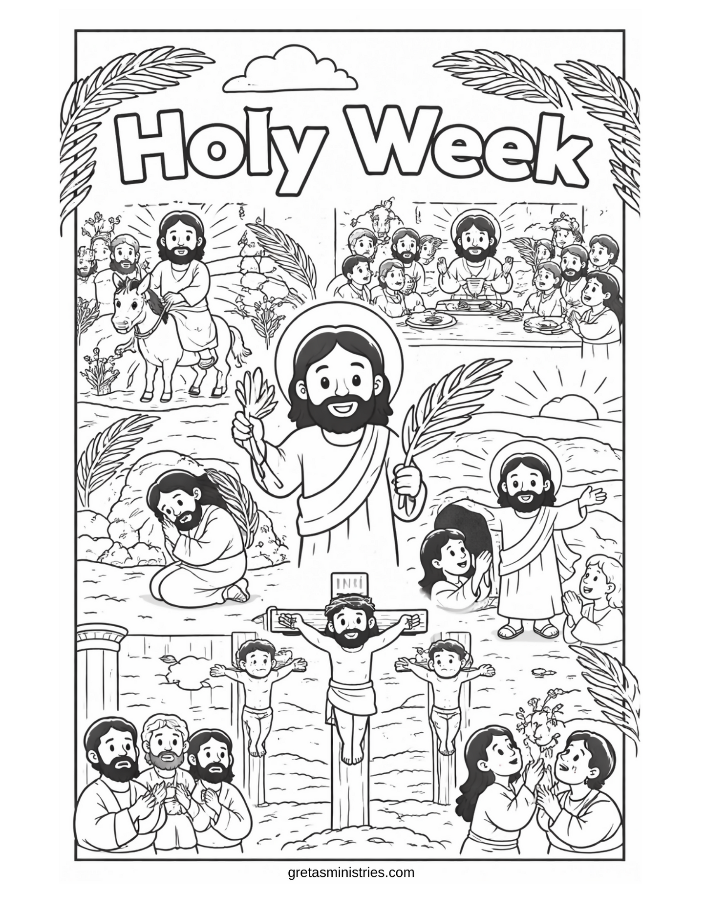 Holy Week Coloring Pages (total of 8)