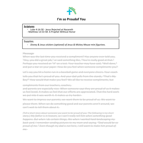 Children's sermon/lesson/activity - I’m so Proud of You - Baptism
