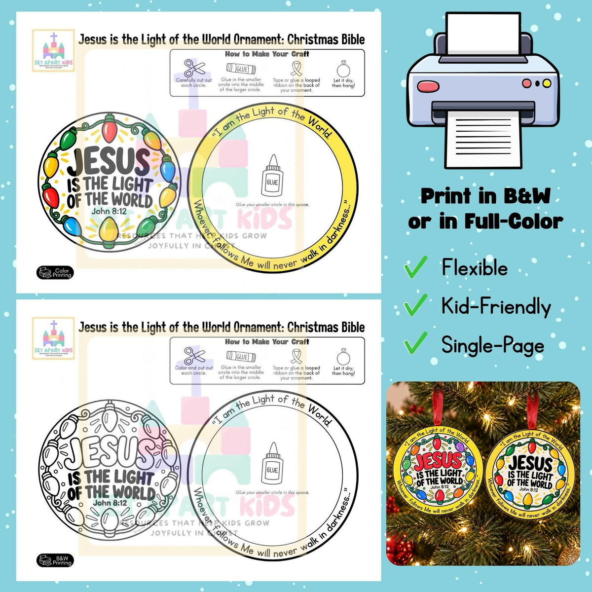 Christmas Bible Ornament Craft – Jesus Is the Light of the World | John 8:12