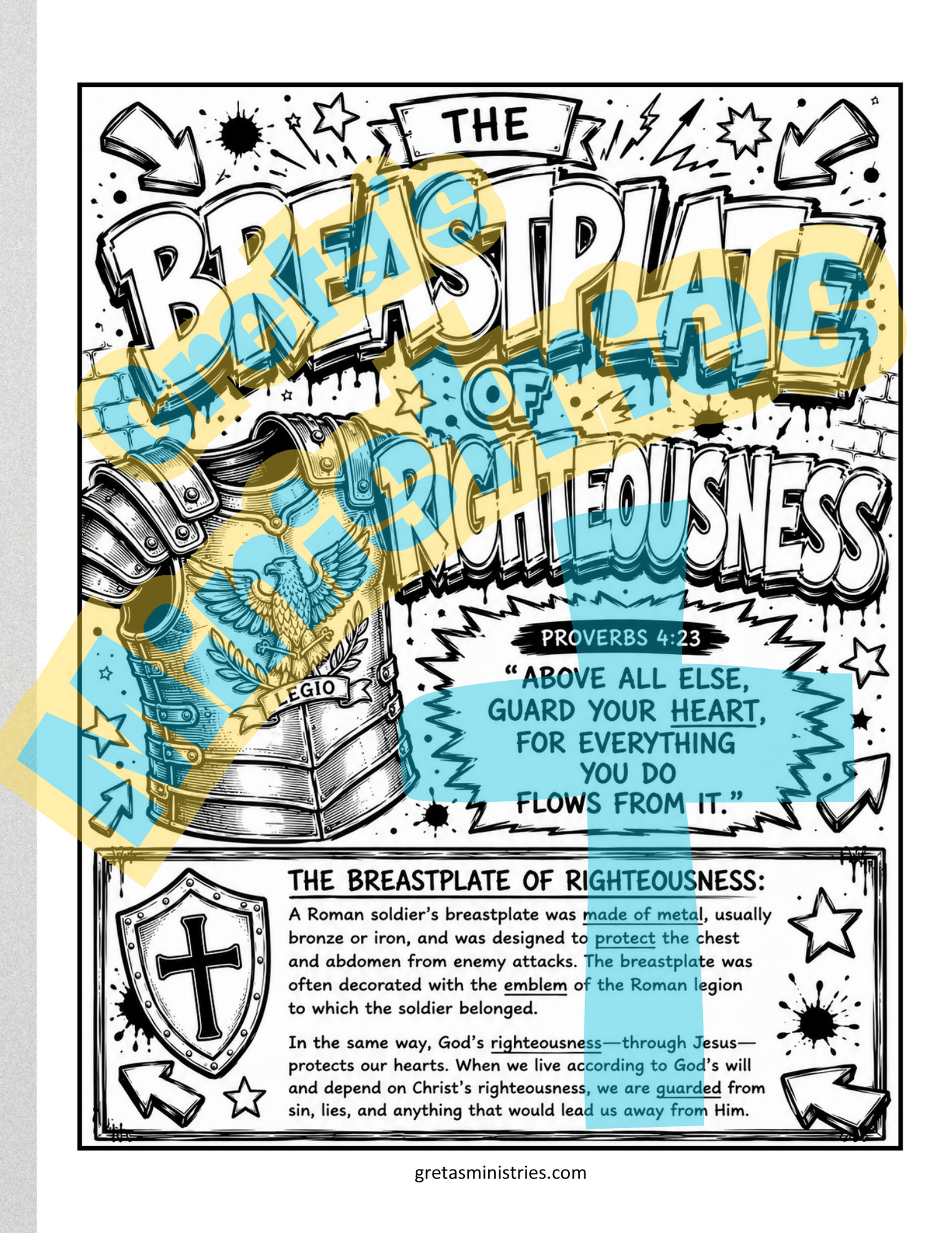 Armor of God Coloring Pages for Teens | Ephesians 6:10-17 Bible Study | 7 Pages