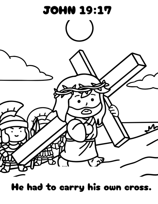 John 19:17 (Jesus Carries His Cross) Coloring Page