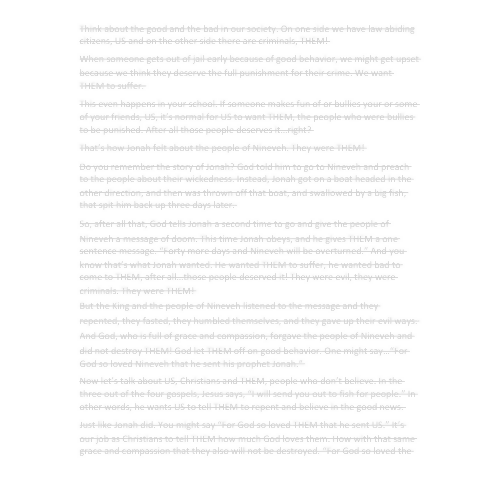 Children's Sermon - Us and Them! (Jonah 3)