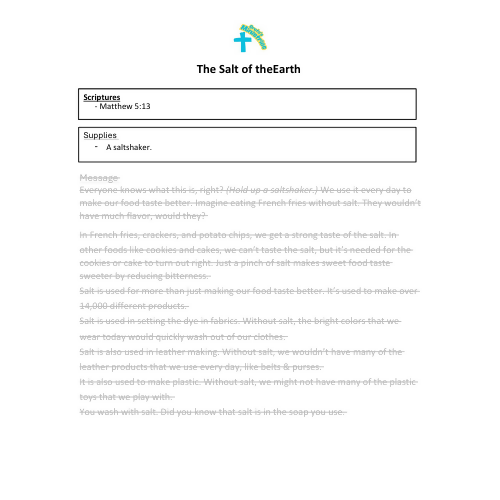 Children's Sermon & Activity Booklet - The Salt of the Earth - (Matthew 5:13)