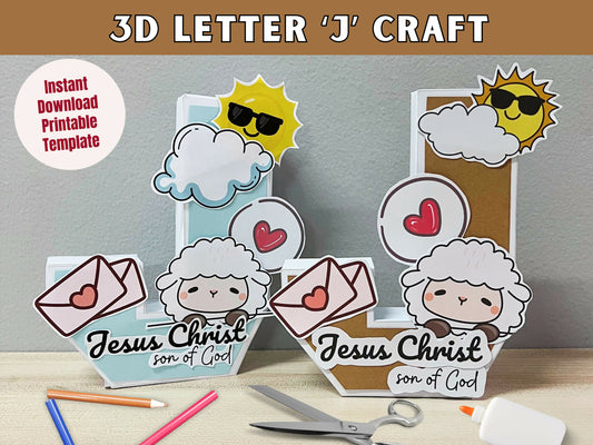 3D Letter J for Jesus Name paper craft