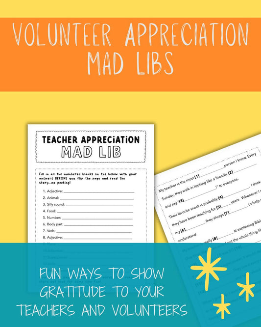Volunteer Appreciation Mad Libs — Printable Activity Set