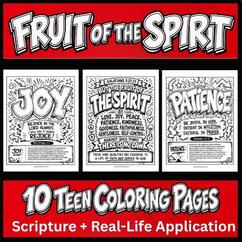Fruit of the Spirit | Teen Coloring Pages | Bible Verse | Galatians 5:22–23