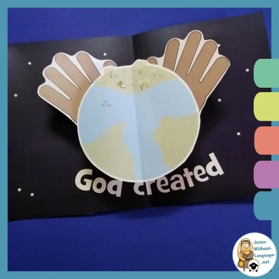 Creation (Genesis 1) Kidmin lesson with crafts and colouring